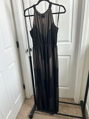 Apt. 9 Black Maxi Dress with Sheer Chevron Accents